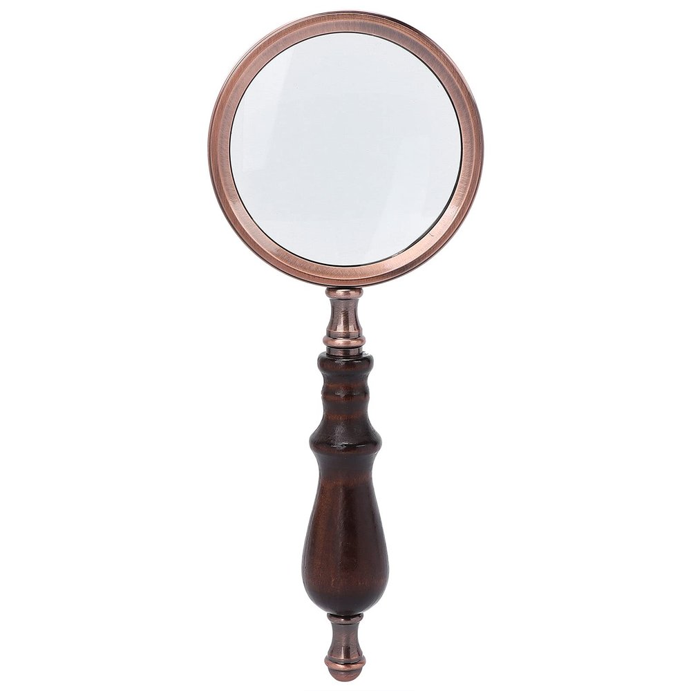 10X Magnification Handheld Magnifier with Ebony Wood Handle and Metal Frame, Large Reading Glass for Books, Small Fonts, Jewelry, Elderly Use, Collectible Gift, Optical Glass Design