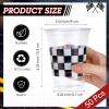 SiliFine 50 Pcs Checkered Racing Party Plastic Cups 12 oz Checkered Flag Disposable Clear Cup Buffalo Gingham Plaid Cups for Race Car Sports Themed Birthday Party Favors Supplies Decorations view 2