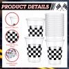 SiliFine 50 Pcs Checkered Racing Party Plastic Cups 12 oz Checkered Flag Disposable Clear Cup Buffalo Gingham Plaid Cups for Race Car Sports Themed Birthday Party Favors Supplies Decorations view 3