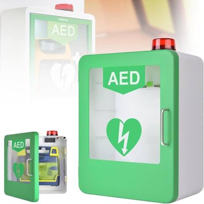 AED Defibrillator Storage Cabinet, Wall Mount Storage Box First with Alarm System and Double Switch Control, Adjustable Partition, Can Place a Variety of Models of AED, for Home Clinic Office Hotel