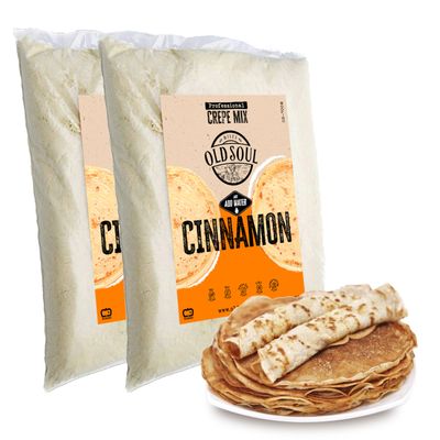 OldSoul Professional Crepe Mix | Soy & Nut Free | Dough Mix | Cinnamon Flavour | 72 Crepes (10 Lbs)