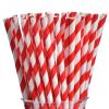 ALINK 100 Red Straws, Biodegradable Red and White Striped Paper Straws for Party, Events, Crafts, Brithday, Baby Bridal Shower, Christmas Decoration Supplies view 1