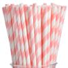 ALINK 100 Pink and White Striped Paper Straws, Biodegradable Disposable Drinking Straws for Christmas, Brithday, New Year, Party Decoration Supplies view 1