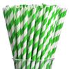 ALINK 100 Green and White Striped Paper Straws, Biodegradable Disposable Drinking Straws for Smoothie, Brithday, New Year, Party Decoration Supplies view 1