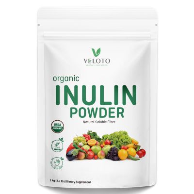 VELOTO Organic Inulin Powder  Prebiotic Fiber Supplement for Smoothies & Drinks, 2.2 lb, Flavorless, Water Soluble, Vegan & Non-GMO