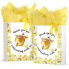Seajan 24 Pack 10.63 x 8.27 Inch Baby Shower Jungle Safari Animal Party Favor Goodie Bags with Handle for Child's Birthday Gender Reveal(Yellow, Bee) view 1