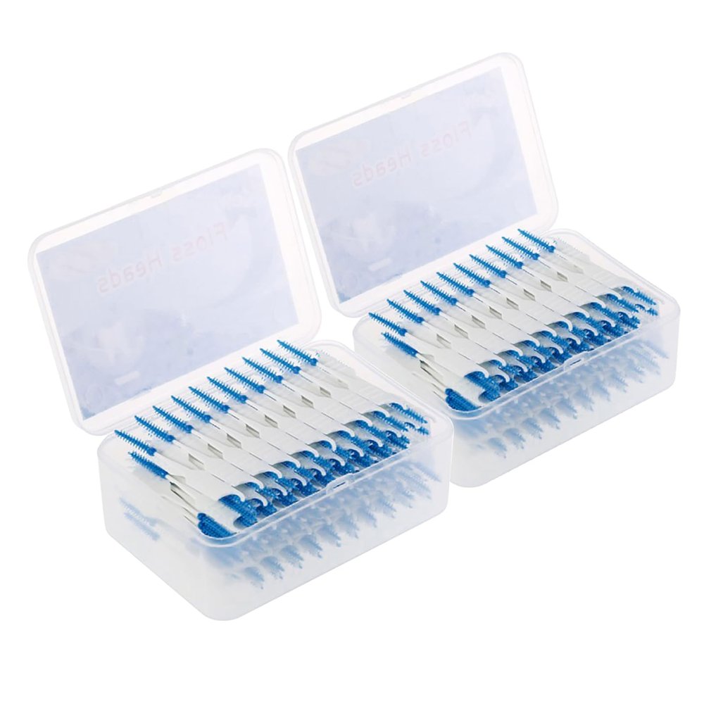 Layhou 400PCS Interdental Brushes Double-Ended Silicone Toothpick Dual-Ended Dental Floss Pick with Silicone Bristles Disposable Dental Brushes Between Teeth
