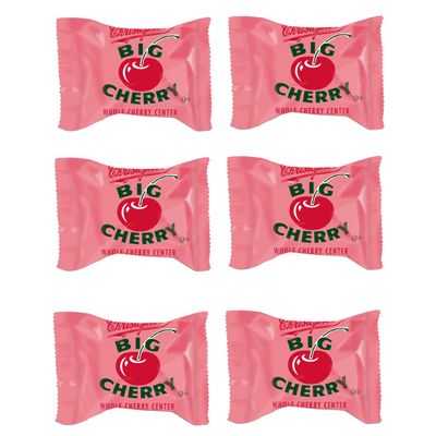 Big Cherry Candy Bars, Pack of 6 - Whole Real Cherry Coated with Chocolate and Topped with Chopped Roasted Peanuts - Individually Wrapped Nostalgic/Retro Candy - Kosher Certified Delicious Candies