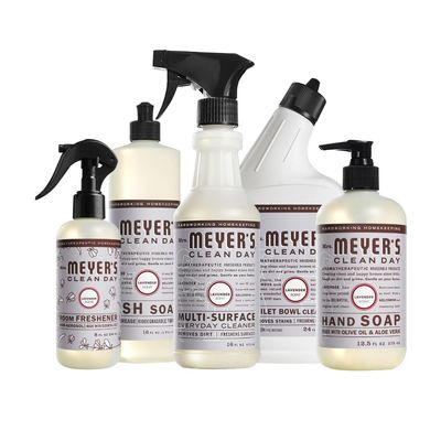 Mrs. MEYER'S CLEAN DAY Variety, 1 Room Freshener, 8 OZ, 1 Liquid Hand Soap, 12.5 OZ, 1 Liquid Dish Soap, 16 FL OZ, 1 Multi-Surface Cleaner, 16 OZ, 1 Toilet Bowl Cleaner, 24 OZ, 1 CT (Lavender)