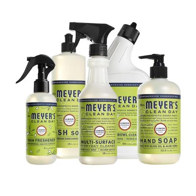 Mrs. MEYER'S Clean Day, Room Freshener, Hand Soap, Dish Soap, Multi-Surface Cleaner & Toilet Cleaner, Lemon Verbena, Variety Pack