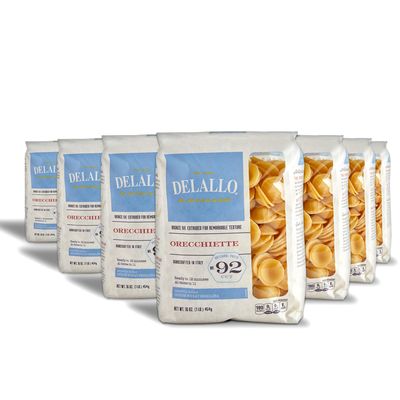 DeLallo Orecchiette Pasta, 1 Pound Bag, 7 Pack, Made in Italy, Cooks in 12 Minutes, Al Dente Texture, Made with Durum Wheat Semolina Flour, Non-GMO