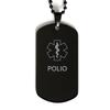 CHERLINKS Medical Alert Black Dog Tag, Polio Awareness, SOS Emergency Health Life Alert ID Engraved Stainless Steel Chain Necklace For Men Women Kids view 1