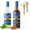 Coffee Syrup Winter Flavors Variety Pack - Sugar Free Brown Sugar Cinnamon and Peppermint Syrups for Coffee with 2 Jimoco Syrup Pump Dispenser Compatible with 25.4 Ounces Syrup Bottle for Brown Sugar Cinnamon and Peppermint Flavored, Italian Soda, La view 1