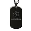 CHERLINKS Medical Alert Black Dog Tag, Depression Awareness, SOS Emergency Health Life Alert ID Engraved Stainless Steel Chain Necklace For Men Women Kids view 1