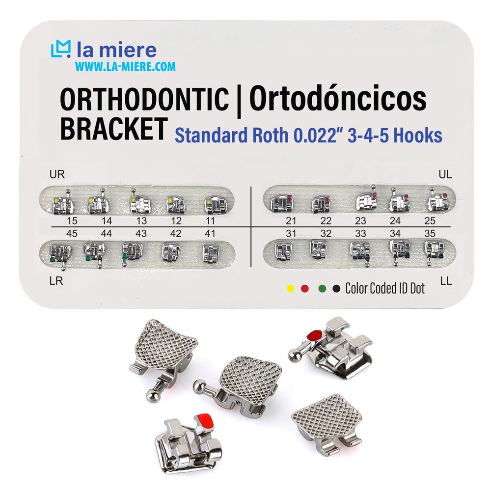 20PCS Orthodontic Metal Brackets Dental Brackets Standard Roth 0.022 Slot Bondable, 3-4-5 with Hook 20pcs/Pack, 1PK