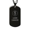 CHERLINKS Medical Alert Black Dog Tag, Liver Cancer Awareness, SOS Emergency Health Life Alert ID Engraved Stainless Steel Chain Necklace For Men Women Kids view 1