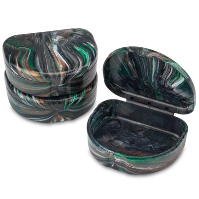 Practicon Marble Retainer Cases, Orthodontic Aligner Case, Mouth Guard Holder (3 Pack) (Camo)
