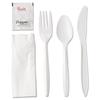 450 White Plastic Cutlery Packets - Knife Fork Spoon Napkin Salt Pepper Sets, Individually Wrapped Disposable Silverware view 2
