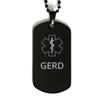 CHERLINKS Medical Alert Black Dog Tag, GERD Awareness, SOS Emergency Health Life Alert ID Engraved Stainless Steel Chain Necklace For Men Women Kids view 1
