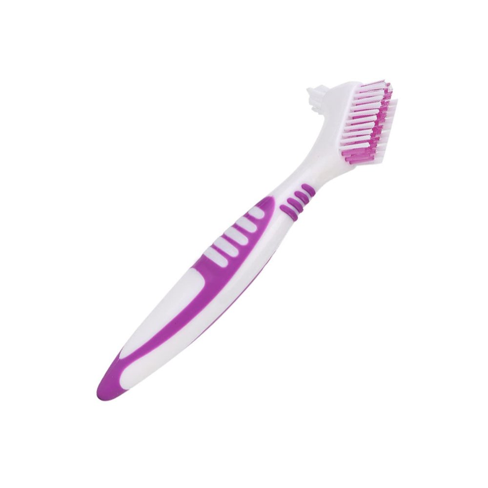 Cryfokt 2 Pack Denture Cleaning Brush Set, Hard Denture Cleaner Set for Denture Care, Dual Headed Hard Toothbrush, ulti Layered Portable Denture Double Sided Brush