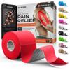 Kinesiology Tape-Incredible Support for Athletic Sports and Recovery + Free Taping Guide - Pre-Cut 2 inch 16.4 feet (Crimson Red + Free Taping Guide, 1 Pack) view 1