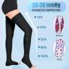 Athbavib 20-30mmHg Compression Stockings for Women and Men, Thigh High Open Toe Medical Graduated Compression Socks, Best Support for Treatment Varicose Veins Swelling (Black,Small) view 3