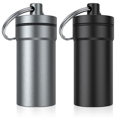 Portable Ear Plug Carrying Case, Urekt Waterproof Metal Earplug Case Keychain Container Holder2 Pack