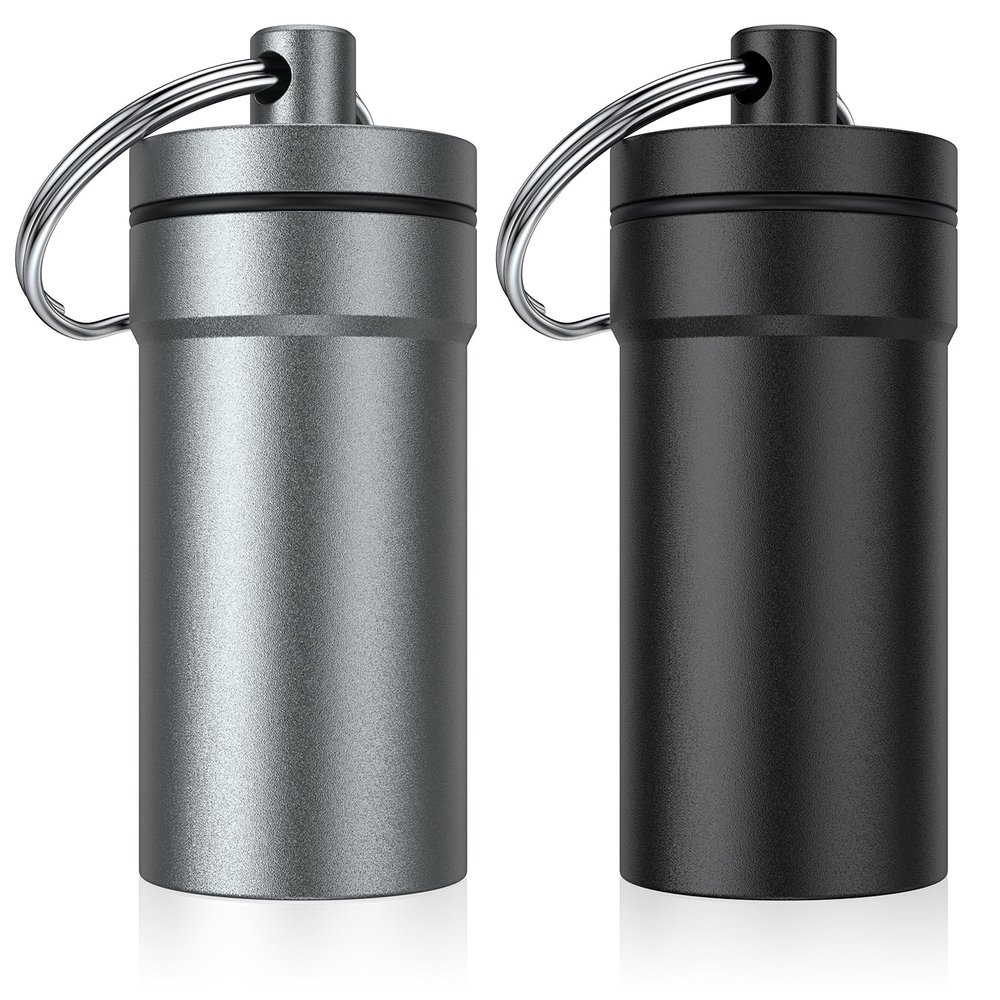 Portable Ear Plug Carrying Case, Urekt Waterproof Metal Earplug Case Keychain Container Holder2 Pack