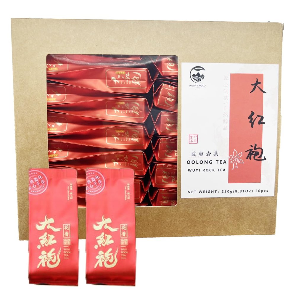 250g 8.81oz Chinese Top10 Famous Tea Wuyi Da Hong Pao/Rock Tea/Big Red Robe/Dahongpao Oolong Tea 30 Count Tea Bags Value Pack Grade AAA