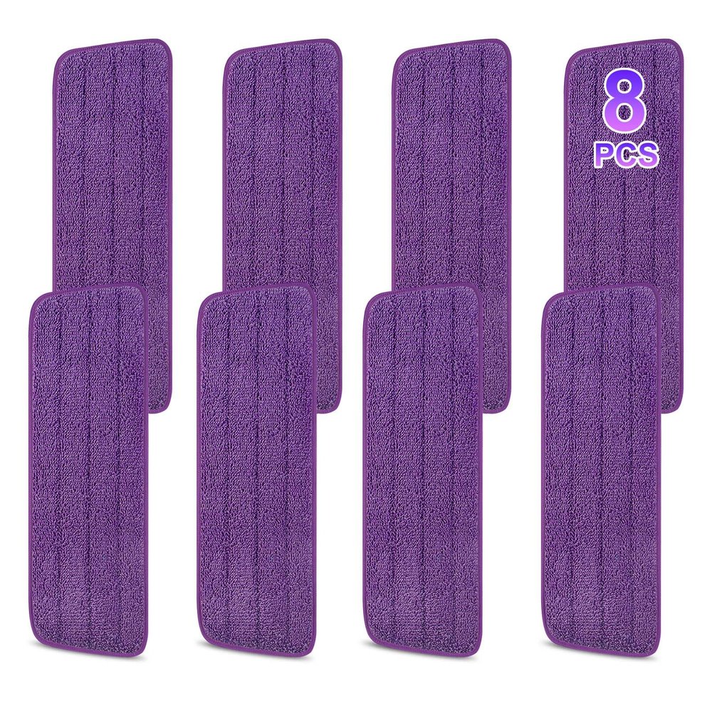 8 Pack 16.5 inch Reusable Mop Pads Microfiber Spray Mop Replacement Heads for Wet/Dry Mops Compatible with Bona Floor Care System