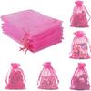 ANZNKU 50 Pack Hot Pink Organza Bags 4 x 6 inch Premium Sheer Drawstring Small Mesh Bags for Candy Jewelry Party Wedding Christmas Favor Gift Bags view 3