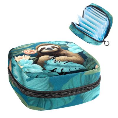 RODAILYCAY Sanitary Napkin Storage Bag for Feminine Pads, First Period Kit for Women, Cute Sloth Portable Menstrual Period Sanitary Pouch