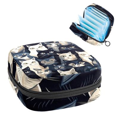 RODAILYCAY Cat Sanitary Napkin Storage Bag, Tampons Collect Holder Purse, First Period Kit for Girls Women, Pad Bag for Period for School