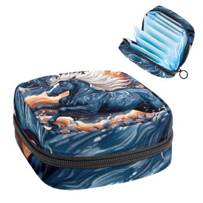 RODAILYCAY Horse Menstrual Pad Purse for School, Tampons Collect Pouch for Women Girls, Soft Sanitary Napkin Disposal Bags