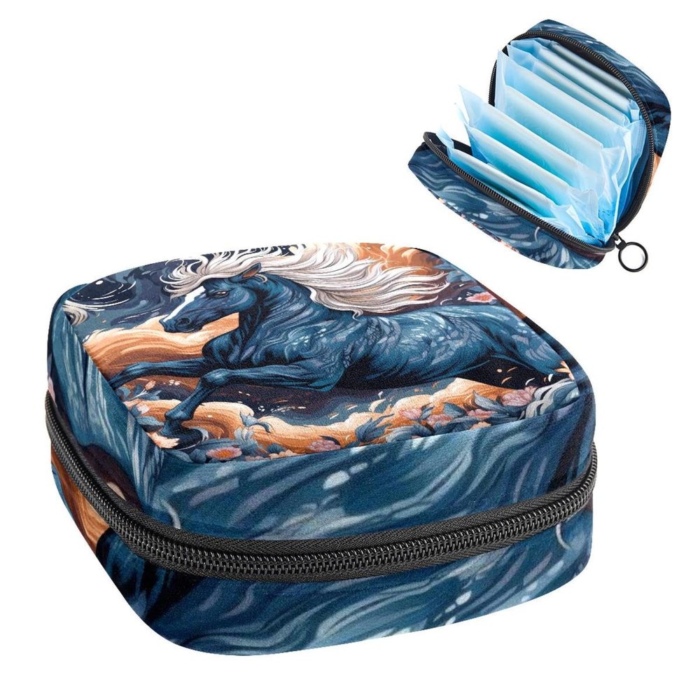 RODAILYCAY Horse Menstrual Pad Purse for School, Tampons Collect Pouch for Women Girls, Soft Sanitary Napkin Disposal Bags