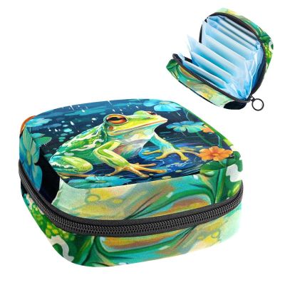 RODAILYCAY Frog Menstrual Pad Purse for School, Tampons Collect Pouch for Women Girls, Soft Sanitary Napkin Disposal Bags
