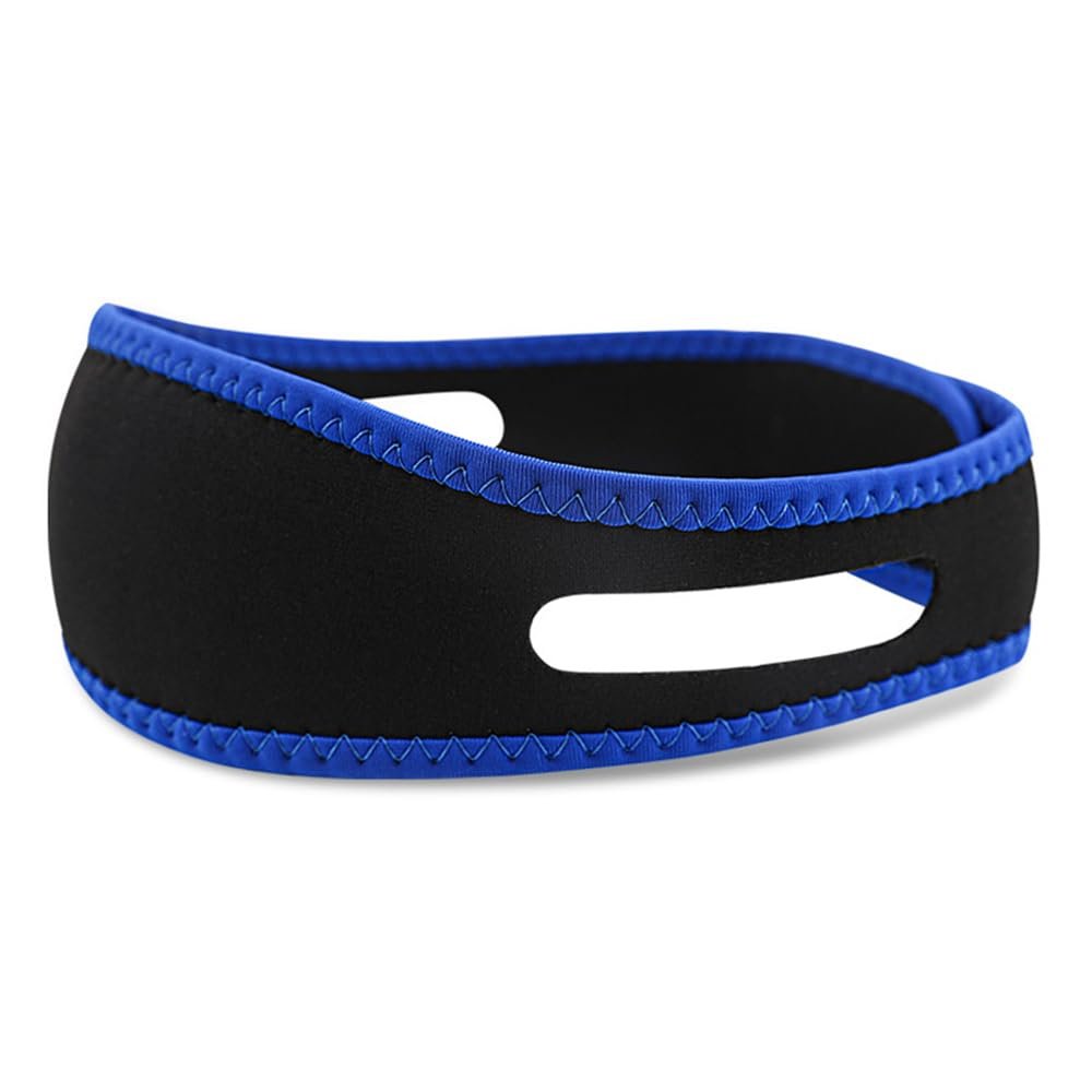 Adjustable Anti-Snoring Chin Strap - Chin Strap for Snoring - Chin Straps to Keep Mouth Closed While Sleeping, Breathable and Effective (Blue)