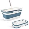 Collapsible Mop Bucket with Handle - 12L/3.17 Gallon Small Foldable Bucket with Wheels for House Cleaning/Car Washing/Camping Portable Rectangular Handy Basket Plastic Bucket for Cleaning Mop (Blue) view 1