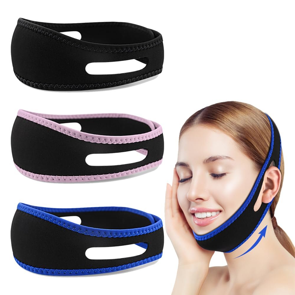 Adjustable Anti-Snoring Chin Strap - Chin Strap for Snoring - Chin Straps to Keep Mouth Closed While Sleeping, Breathable and Effective (Black)