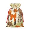 RLDOBOFE Woodland Animal print Christmas Gift Bag Christmas Drawstring Bag Reusable Gift Wrapping Goody Gift Bags with Gift Tag Present Storage Bag for Christmas Thanksgiving Wedding Party view 2