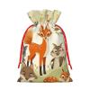 RLDOBOFE Woodland Animal print Christmas Gift Bag Christmas Drawstring Bag Reusable Gift Wrapping Goody Gift Bags with Gift Tag Present Storage Bag for Christmas Thanksgiving Wedding Party view 3