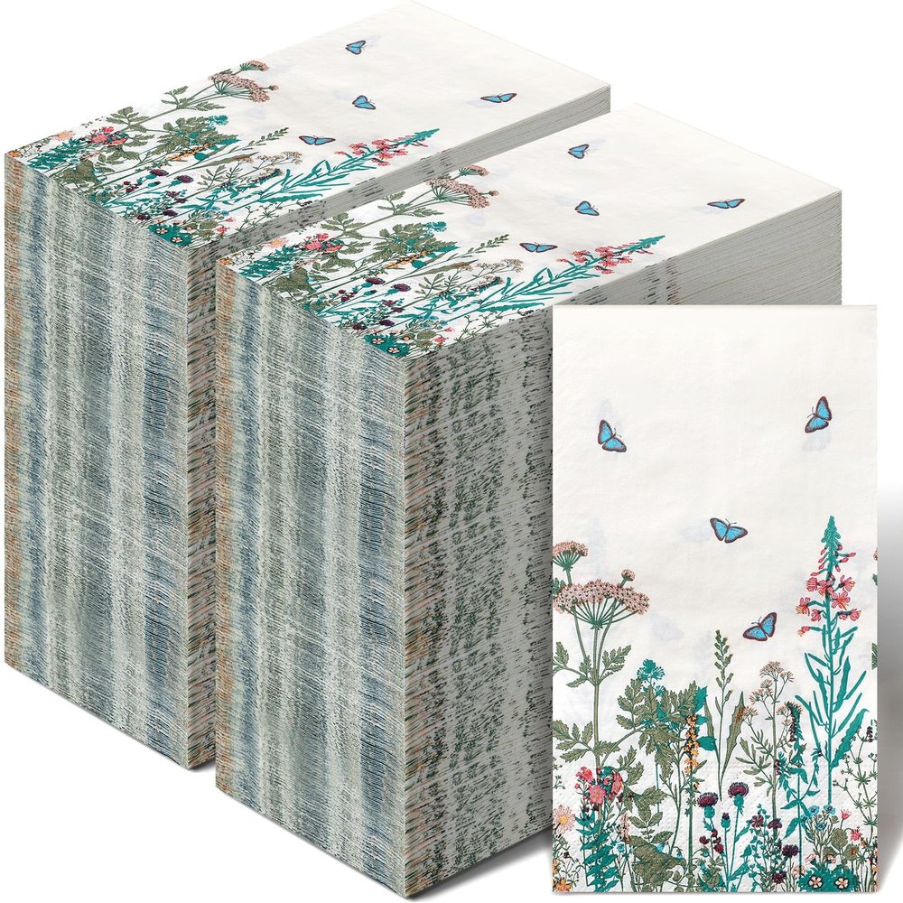 200 Pcs Spring Guest Napkins 2 Ply Wildflower Disposable Guest Towels for Bathroom Easter Bathroom Paper Hand Towels for Home Holiday Easter Party Kitchen Supplies Wildflower Party Decoration