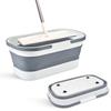 Collapsible Mop Bucket with Handle - 12L/3.17 Gallon Small Foldable Bucket with Wheels for House Cleaning/Car Washing/Camping Portable Rectangular Handy Basket Plastic Bucket for Cleaning Mop (Grey) view 1