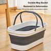 Collapsible Mop Bucket with Handle - 12L/3.17 Gallon Small Foldable Bucket with Wheels for House Cleaning/Car Washing/Camping Portable Rectangular Handy Basket Plastic Bucket for Cleaning Mop (Grey) view 3