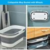 Collapsible Mop Bucket with Handle - 12L/3.17 Gallon Small Foldable Bucket with Wheels for House Cleaning/Car Washing/Camping Portable Rectangular Handy Basket Plastic Bucket for Cleaning Mop (Grey) view 4