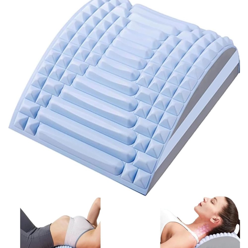 Acemend Neck & Back Stretcher Refresh Neck & Back Stretcher Posture Corrector Lumbar Back Stretcher for Lower Back Pain Relief Adjustable Sciatica Pain Relief Device Lower Back Upper Back (Blue)