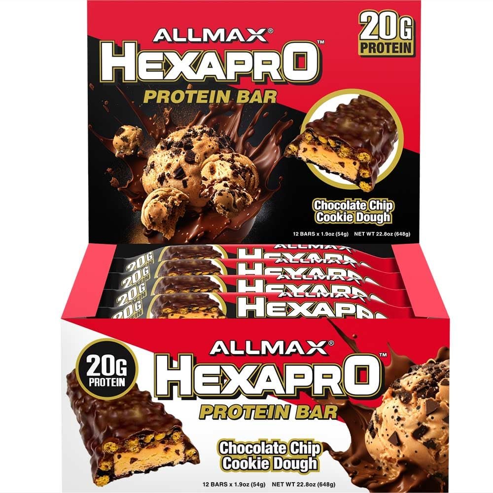 ALLMAX Hexapro, Protein Bar, Chocolate Chip Cookie Dough, 12 Bars, 1.9 oz (54 g) Each