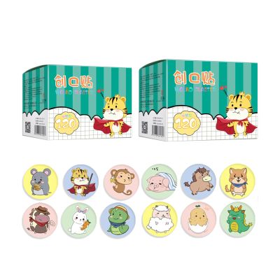 240pcs Cute Mini Round Bandages Kawai Animal Spot Bandages Small Adhesive Bandage Breathable Patch for Small Wounds Pimples Blisters
