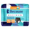 Because Premium Maximum Absorbency Adult Incontinence and Postpartum Bladder Leak Underwear for Women, Heavy Absorbency, Disposable, Black, XLarge, 20 Count view 1