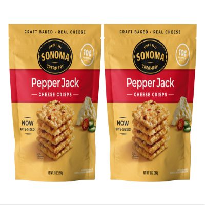 Sonoma Creamery - Cheese Crisps, Pepper Jack, 10 Oz (2 Count) | Savory Snack Cracker | High Protein | Low Carb | Gluten Free | Wheat Free